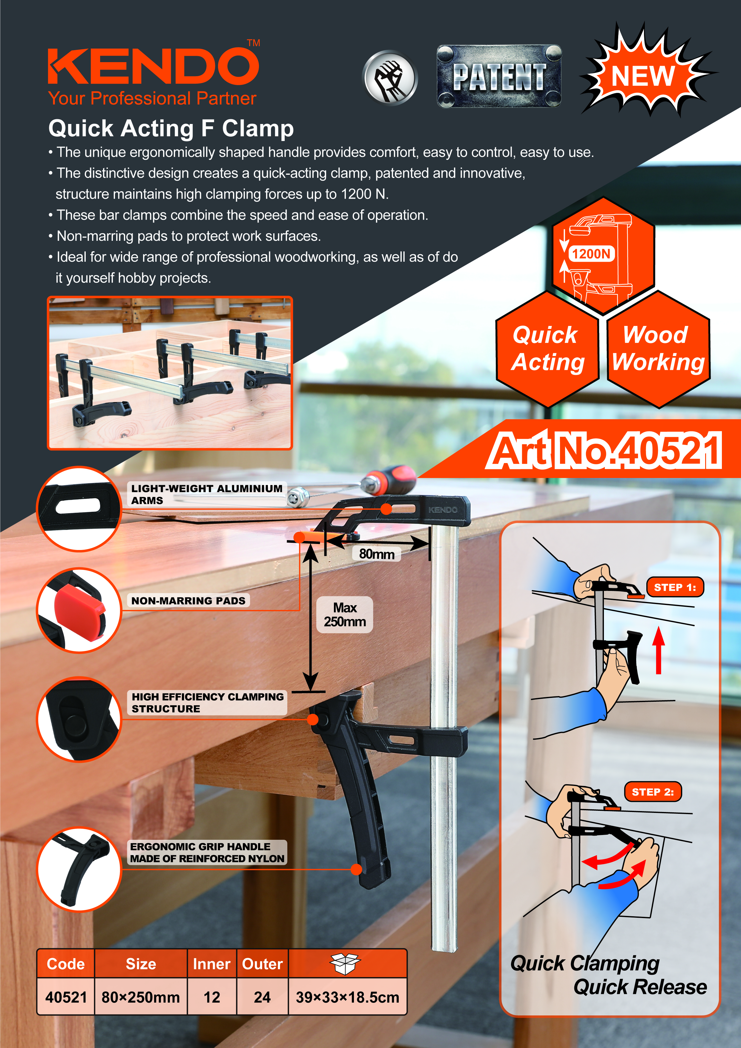 pince en F &agrave; action rapide