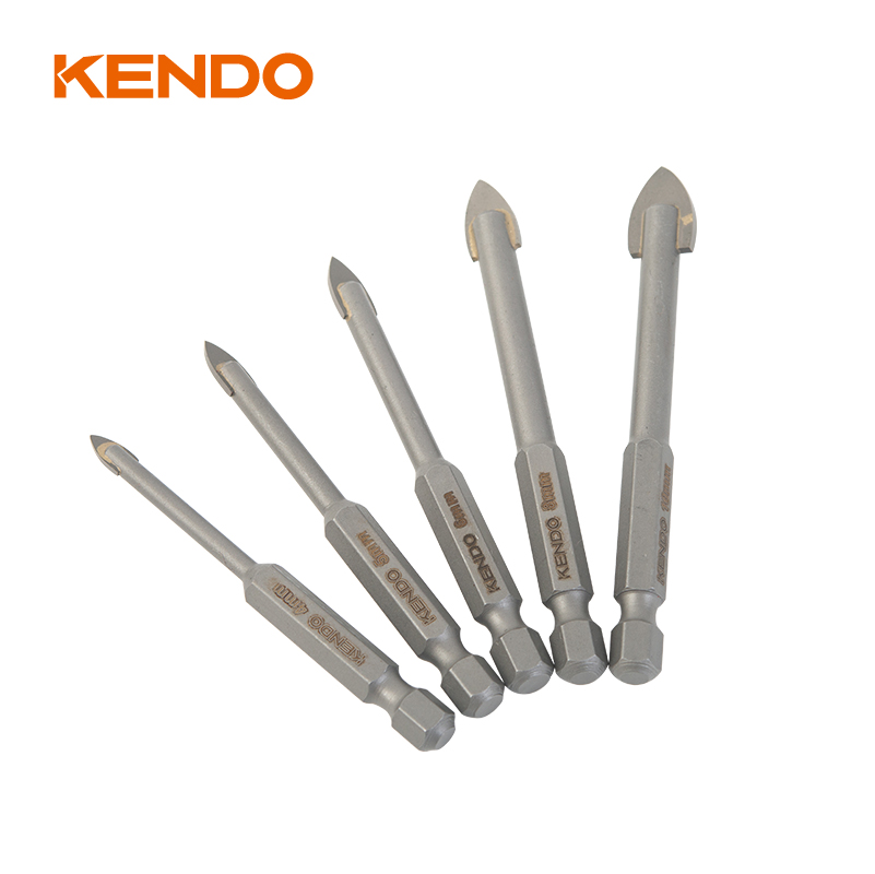 Jeu de 5 forets à verre, hexagonaux. Tige à changement rapide