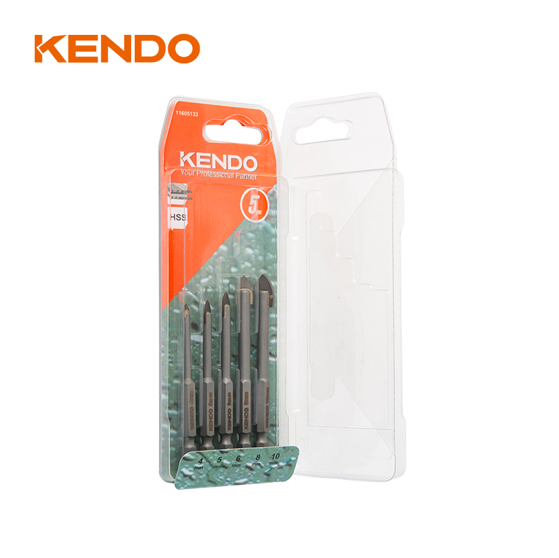 Jeu de 5 forets à verre, hexagonaux. Tige à changement rapide